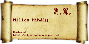 Milics Mihály névjegykártya