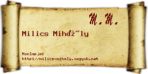 Milics Mihály névjegykártya